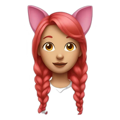 a red-haired girl with pink ears sticker