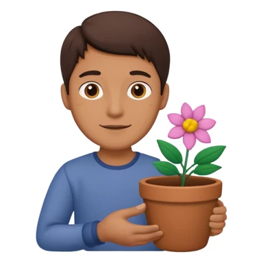 man holding a flower pot sticker