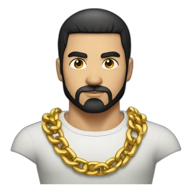 russian strong man thug wearing gold chain with black hair and a short beard sticker
