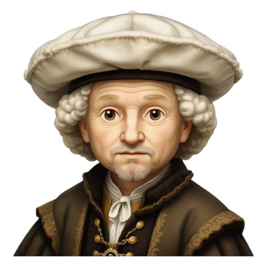 emoji of rembrandt,-shown-as-a-master-artist-with-deep,-introspective-eyes-and-richly-detailed-period-clothing,-rendered-with-dramatic-chiaroscuro-lighting-that-emphasizes-his-legacy white puffy hat sticker
