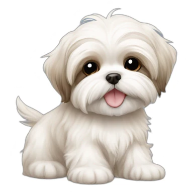 happy Maltese shih tzu puppy white beige sticker