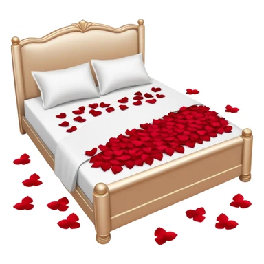 Romantic double bed with rose petals scattered on top of it sticker