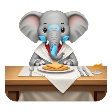 elephant at a restaurant table sticker