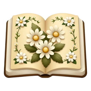 Beige book and white flowers sticker
