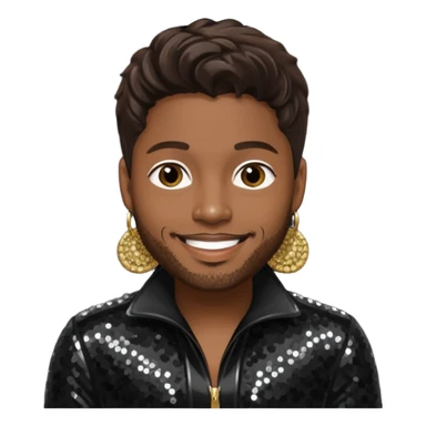 D'Angelo, Neo-Soul Singer (1974-2025) with dark brown hair black sequin outfit sticker