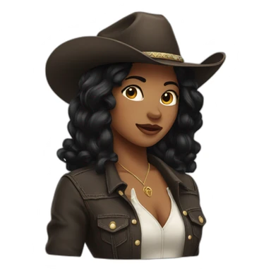 cowgirl straight black hair sticker