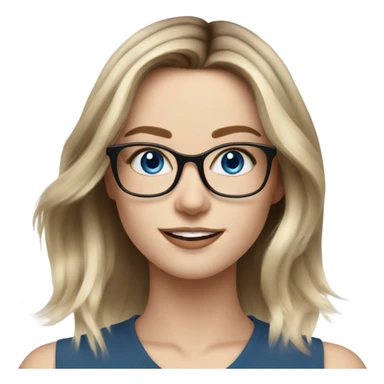 Shoulder length Balayage pale model lady with glasses and blue eyes happy  sticker