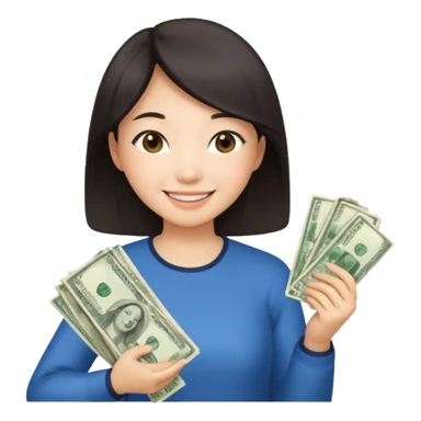 Hot Asian girl with money  sticker