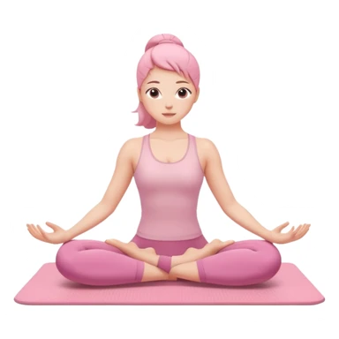 pink pilates girl, minimalist, soft pink tones, stretching on a mat, clean lines, round face sticker