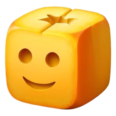 minimal emoji of sliced mango with cube-cut surface, square mango chunks raised outward, bright yellow-orange, no face, isolated sticker
