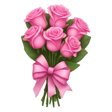 pink bouquet of roses with bow sticker