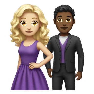 Blond hair and black hair with purple dress sticker