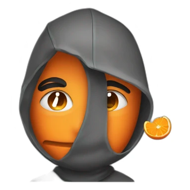 boy with orange hood eating an orange sticker