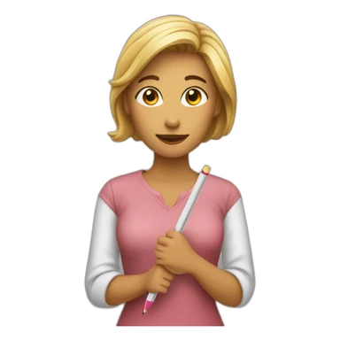 woman holding a pencil sticker