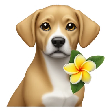 dog with plumeria sticker