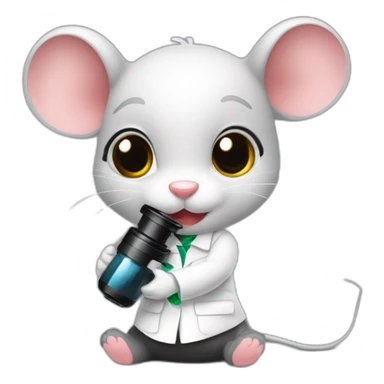 Bébé souris noire avec une blouse de laboratoire et un microscope sticker