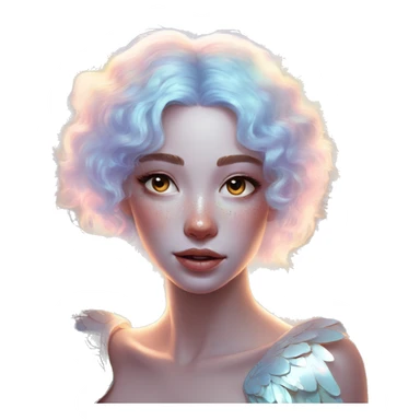 Holographic angel with huge wings glitter freckles ethereal sticker