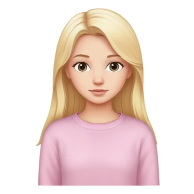 Beautiful white girl with long blonde hair wearing light pink sweater  sticker