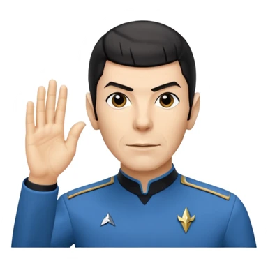 Spock with the Vulcan salute with Starfleet blue uniform (Star Trek) no green face sticker