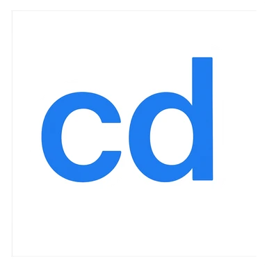 letters 'cd' in bold modern style blue color sticker