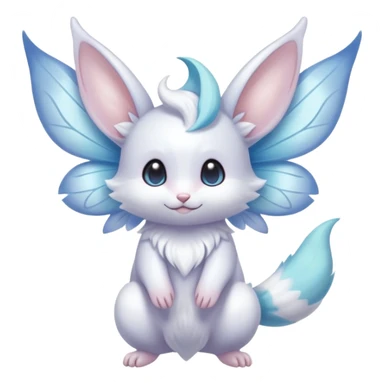 White shiny innocent ethereal pastel cute adorable kawaii divine winged furry fairy-Fakémon-Furret-Minccino-Meowstic-hybrid-fusion (full body) sticker