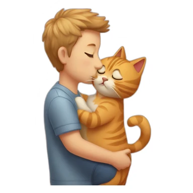 cat kissing his owner sticker