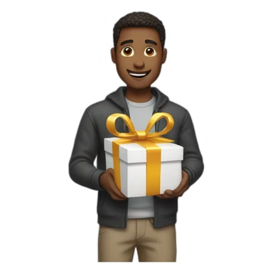 i guy holding a gift sticker