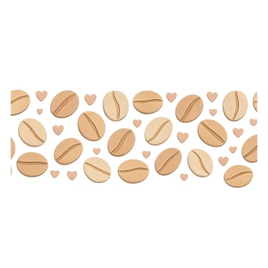 seamless coffee bean border with tiny hearts, soft pastel colors sticker