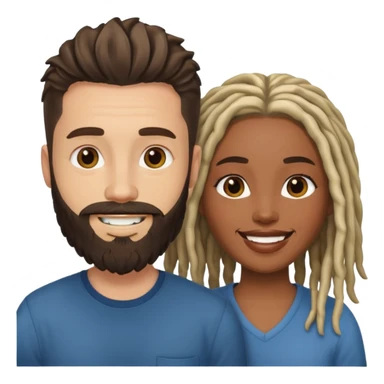 Couple emoji -WHITE with man with beard, BLACK FEMALEwith mid length locs sticker