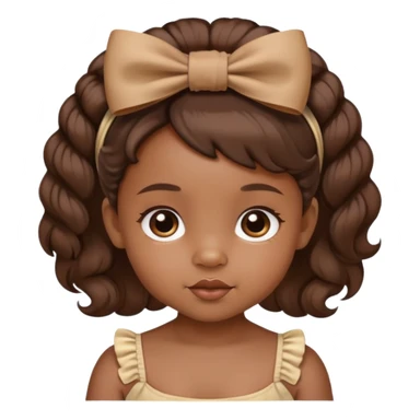 Brown baby girl with a bow in hair sticker