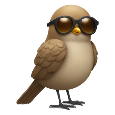 Bird with a human head which has short brown hair and sunglasses sticker