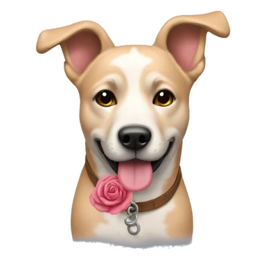 Perro con una rosa en la boca sticker