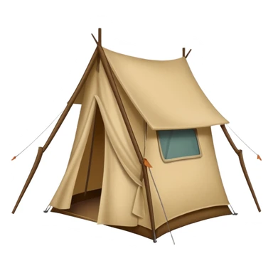Large camping tent made of felt texture, scrapbooking style, transparent background sticker