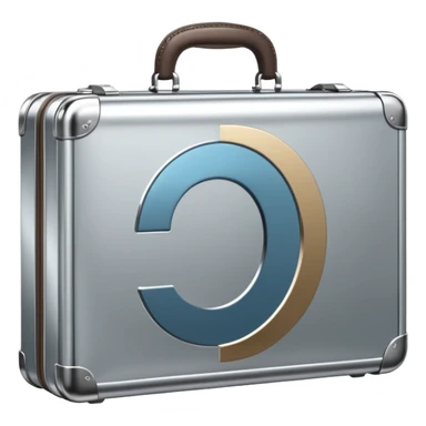 A luxury briefcase emoji made of polished silver chrome, smooth rectangular shape, metallic reflections, minimal high-end design, swag business aesthetic, iOS emoji style, centered, clean white background
 sticker