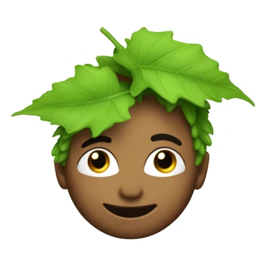 Asexual leaf-haired human emoji winking playfully sticker
