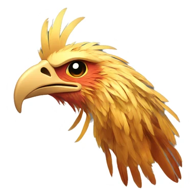 Phoenix head with golden feathers and a short beak sticker