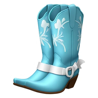 Light blue cowboy boots with white bow sticker