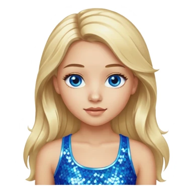 Close from Bratz with long light blonde hair, light skin, blue eyes, blue sequin crop top sticker