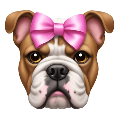 Bulldog with a pink bow on head  sticker
