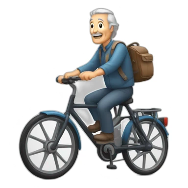 un vieil homme sur un vélo électrique sticker