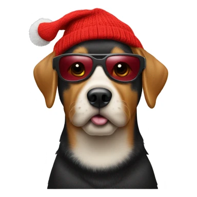 Dog with red beanie and sunglasses sticker