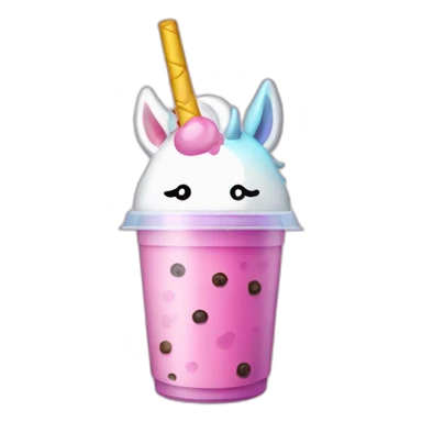A bubble tea with a unicorn lid sticker