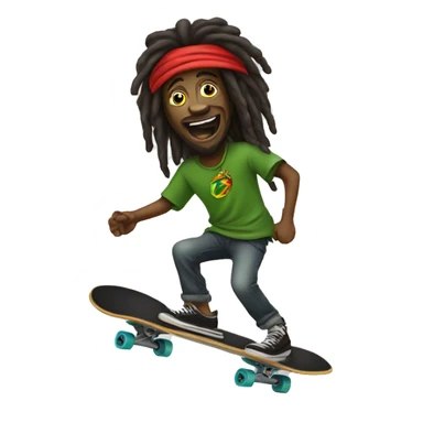 rasta on a skateboard  sticker