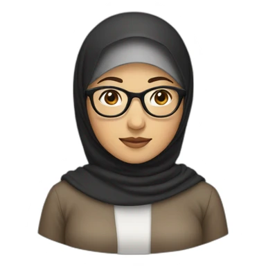 asian woman wearing brown hijab, black shirt, and rounded glasses sticker
