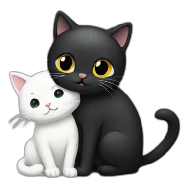 black kitty with white cat hug sticker