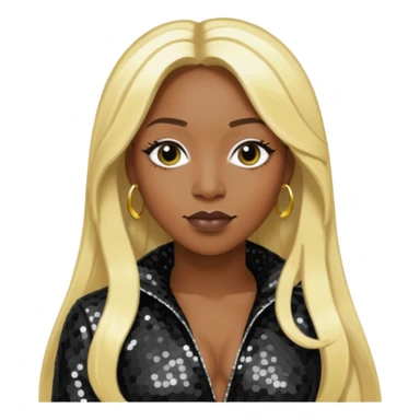 Lelee from SWV with long blonde hair, black sequin outfit sticker