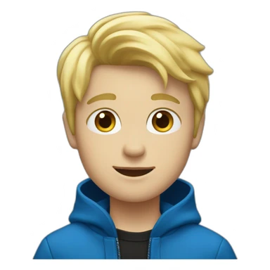Blonde Boy Wearing Blue coat And Black T-shirt sticker
