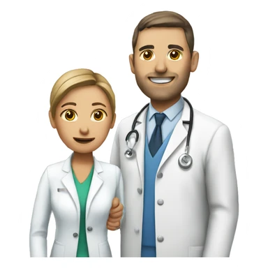 Patient with a doctor at the reception sticker