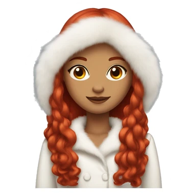 "A beautiful girl with long red hair, wearing a red dress and a white fur coat."






 sticker