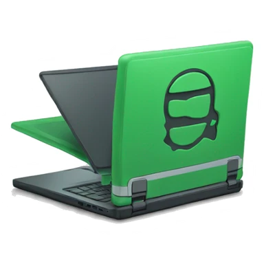 labtop open with green trim sticker